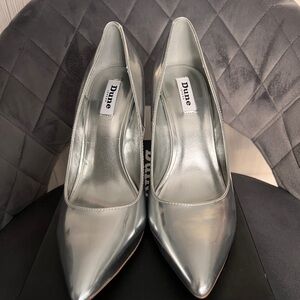 Dune London Metallic Silver Heels